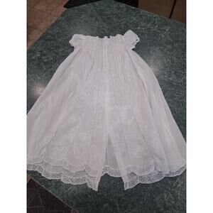 Feltman Bros Hand Embroidered White Christening Baptism Gown Lace Baby Girl NB